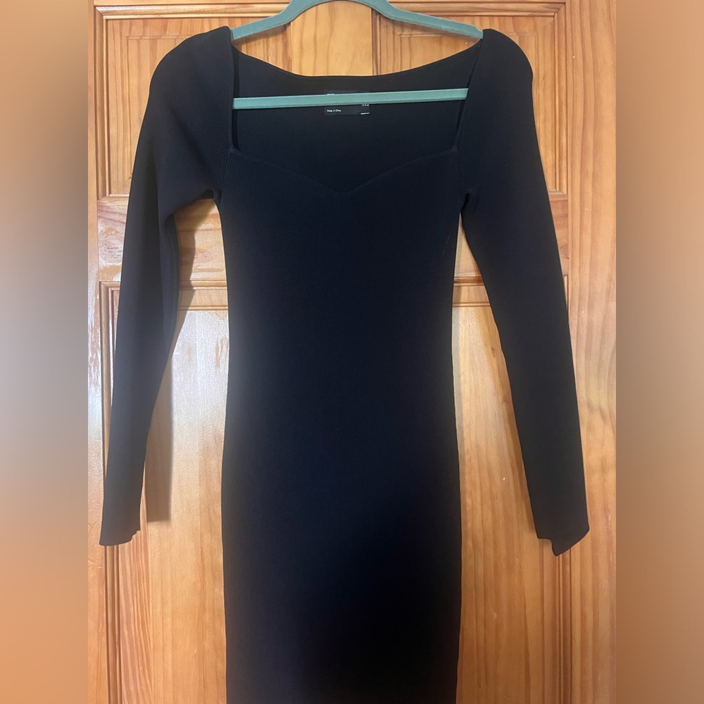 ASOS Design black fine rib bodycon dress